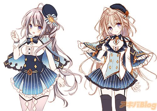 こちらは姉妹キャラの設定画です。名前は左の娘が“ちかちゃん”(姉)、右が“ちおちゃん”(妹)となっています