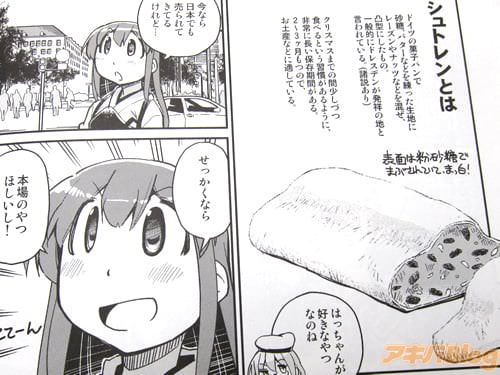 「シュトレンとは ドイツの菓子パンで、砂糖、バターなどを練った生地にレーズンやナッツなどを混ぜ、凸型にしたもの。一般的にドレスデンが発祥の地と言われている」