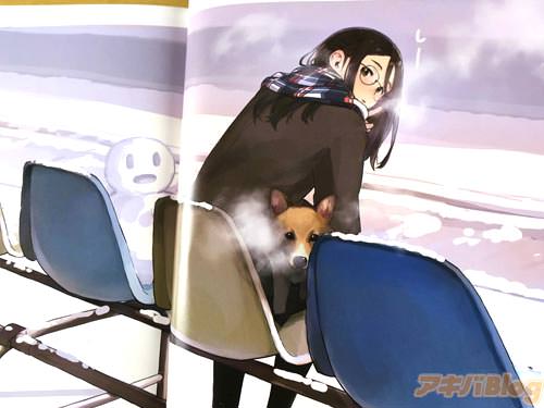 コミックマーケット93新刊 同人誌「制服日和」より 雪のホームのメガネっ娘イラスト