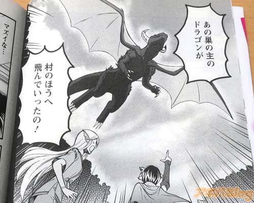 「あの巣の主のドラゴンが、村のほうへ飛んでいったの!」