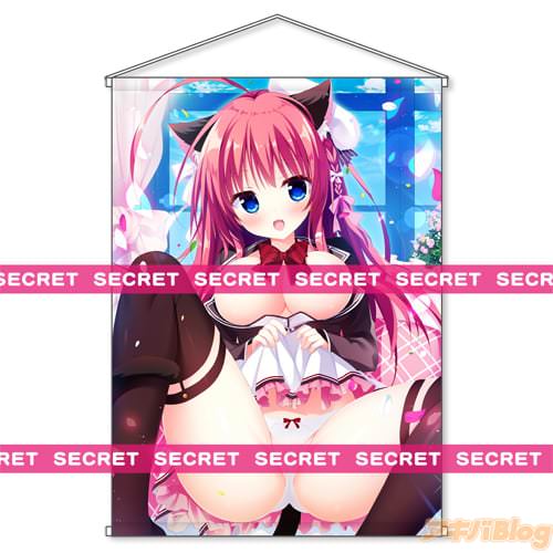 白もち桜描き下ろし ネコミミ少女のドキドキ♥ たくし上げX-RATEDタペストリー